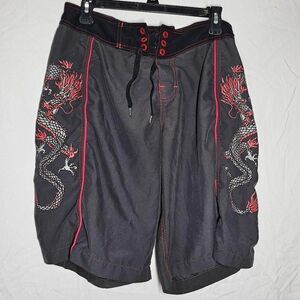 Y2K skater cyber grunge emo dragon vintage swim trunks